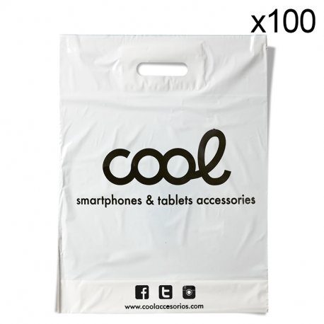 Pack 100 Large 70% Recycled White Plastic Bags COOL (51 x 40 cm)