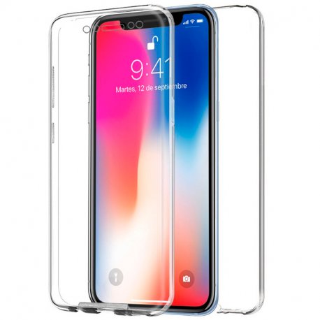 Custodia in silicone 3D per iPhone X / iPhone XS (trasparente anteriore + posteriore)