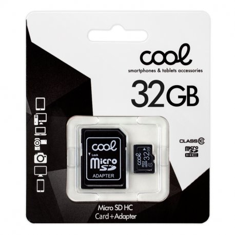 Micro SD Memory Card with Adapt. x32GB COOL (Class 10)