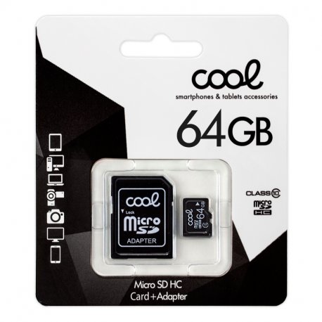 Micro SD Memory Card with Adapt. x64GB COOL (Class 10)