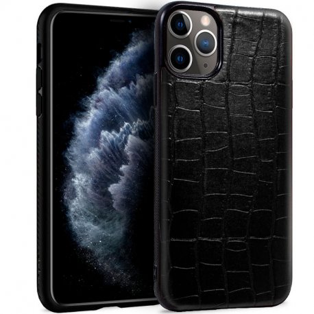 Custodia nera in pelle di coccodrillo per iPhone 11 Pro
