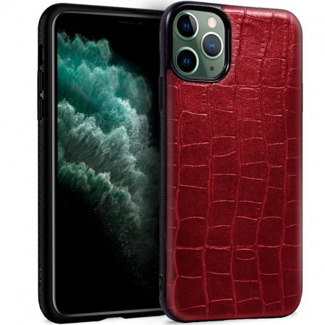 Custodia iPhone 11 Pro Max in pelle rosso coccodrillo