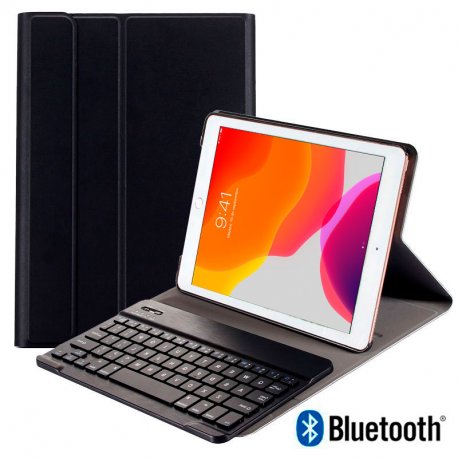 Capa COOL para iPad (2019 / 2020 / 2021) 10,2 pol. Couro Sintético Teclado Bluetooth (Preto)