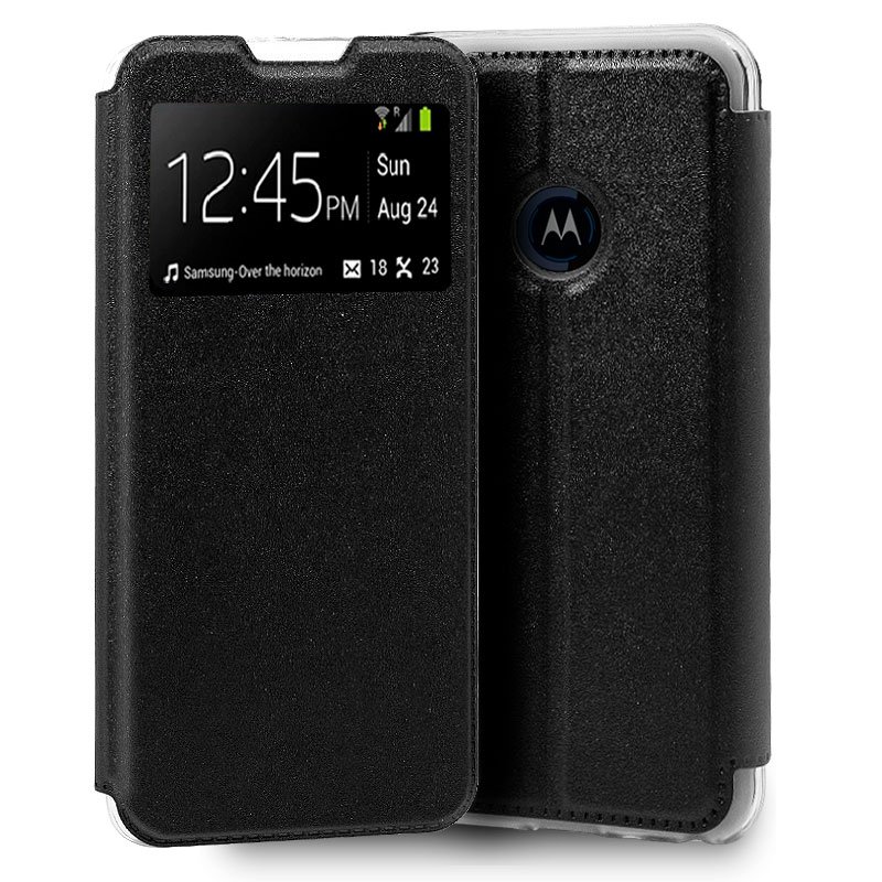 Funda COOL Flip Cover para Motorola One Macro Liso Negro