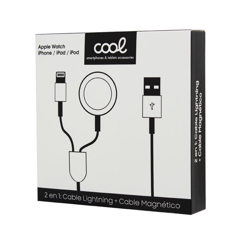 Cable USB Magntico COOL para Apple Watch + Cable Lightning para iPhone / iPad (2 en 1)