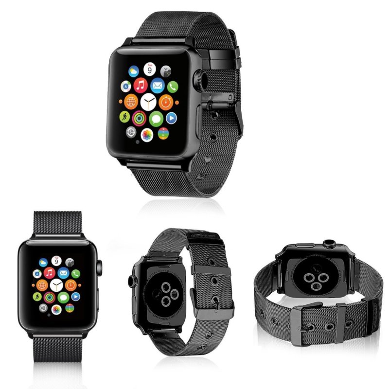 Correa COOL para Apple Watch Series 1 / 2 / 3 / 4 / 5 / 6 / 7 / 8 / 9 / SE (38 / 40 / 41 mm) Metal Negro