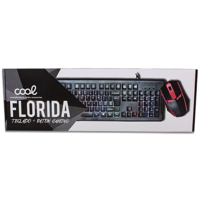 Teclado Espaol USB Cable PC Kit Teclado Gaming + Raton (Iluminacin) COOL Florida