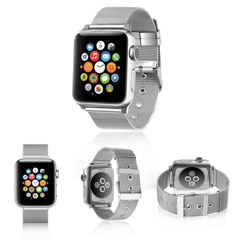 Correa COOL para Apple Watch Series 1 / 2 / 3 / 4 / 5 / 6 / 7 / 8 / 9 / SE (38 / 40 / 41 mm) Metal Plata