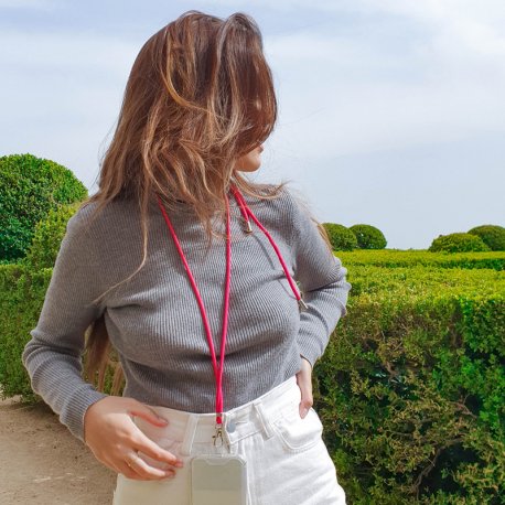 COOL Universal Hanging Lanyard with Card for Smartphone Fuchsia