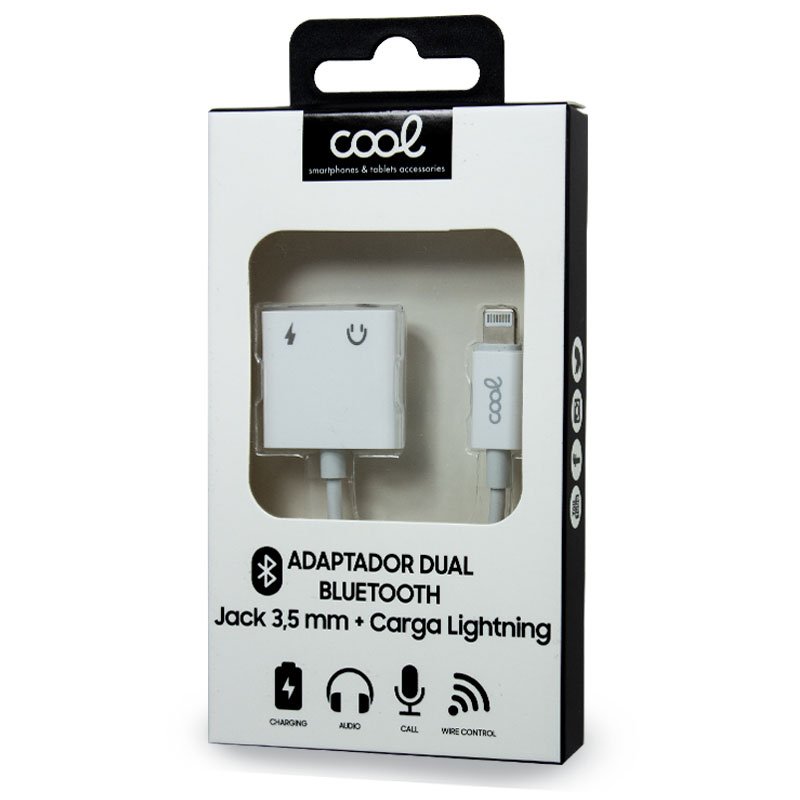 Adaptador Dual Bluetooth Jack 3,5 mm + Carga Lightning COOL - Cool  Accesorios