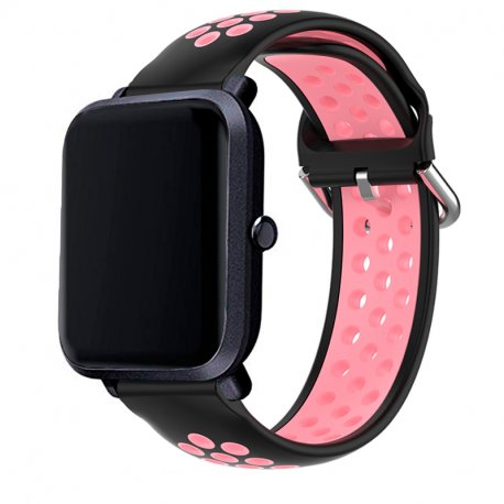 Universal Strap 20mm Amazfit Bip / GTS / Bip Lite / Huawei / Samsung / COOL Rubber Black-Pink