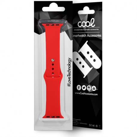 COOL Strap for Apple Watch Series 1 / 2 / 3 / 4 / 5 / 6 / 7 / 8 / 9 / SE (38 / 40 / 41 mm) Rubber Red