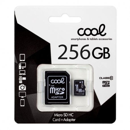 Cartão de memória Micro SD com Adaptador x256 GB COOL (Classe 10)