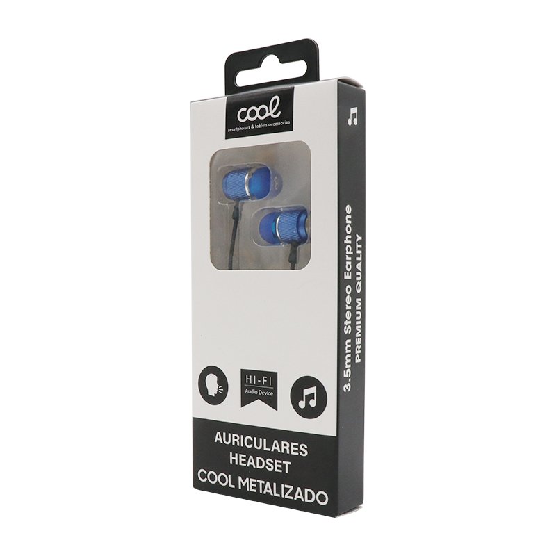 Auriculares 3,5 mm COOL Metalizado Stereo Con Micro Azul