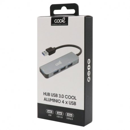 Hub USB COOL universale 4 porte USB (2.0 / 3.0) grigio alluminio