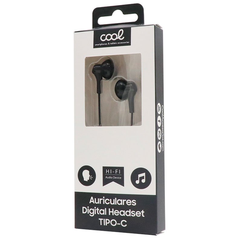 Auriculares Botón COOL Stereo Tipo-C Con Micro (Digital) Negro