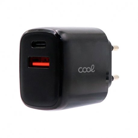 Cargador Red Universal Fast Adapt. (PD) Dual USB-A / USB-C COOL (20W) Negro