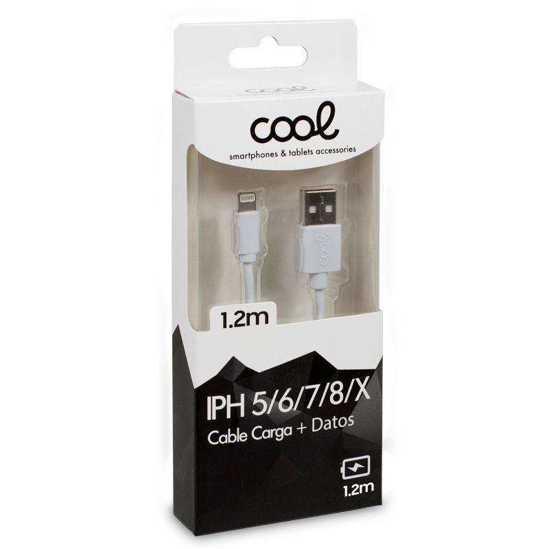 Cable USB Compatible COOL Lightning para iPhone / iPad (1.2 metros) Blanco  - Cool Accesorios