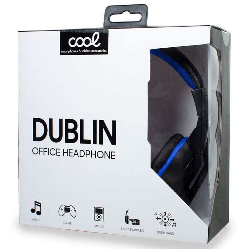 Auriculares Stereo Oficina COOL Dublin con micro (Negro-Azul)