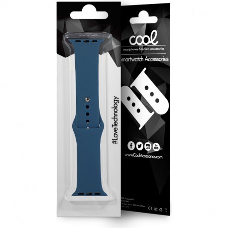 Strap COOL for Apple Watch Series 1 / 2 / 3 / 4 / 5 / 6 / 7 / 8 / 9 / SE (42 / 44 / 45 mm) Blue Rubber