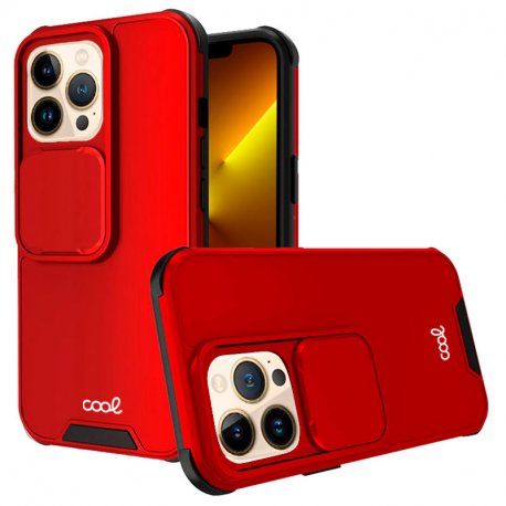 Custodia COOL per iPhone 13 Pro Max con fotocamera rigida rossa