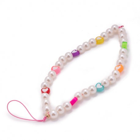 Pendant COOL Universal Smartphone Bracelet Strap Pearls Hearts