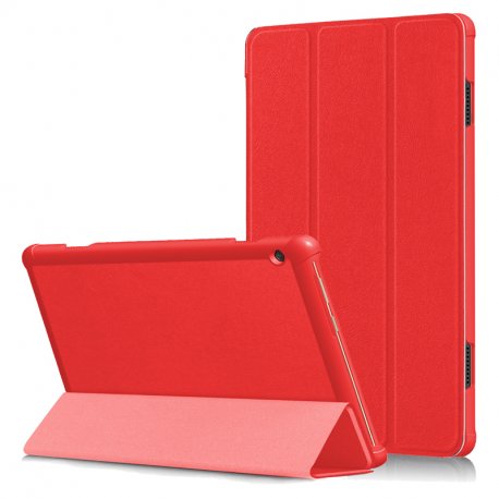 Capa Huawei Matepad T10s de couro vermelho liso de 10,1 polegadas