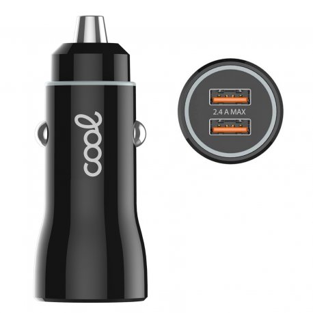 Universal Car Charger Dual Usb Input COOL Black 2.4 Amp