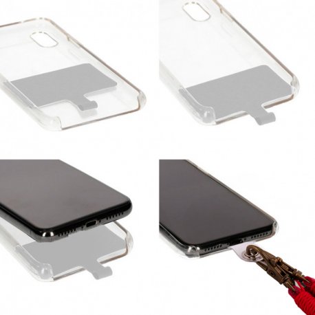 Cordão suspenso universal COOL em couro com cartão de smartphone Vermelho