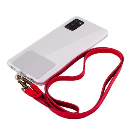 Leatherette Hanging Cord COOL Universal with Card for Smartphone Red