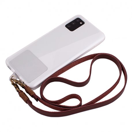 Leatherette Hanging Cord COOL Universal with Card for Smartphone Brown