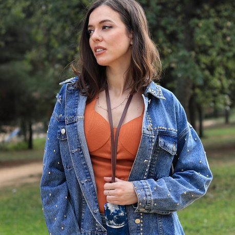 Cordão suspenso universal COOL em couro com cartão de smartphone Marrom