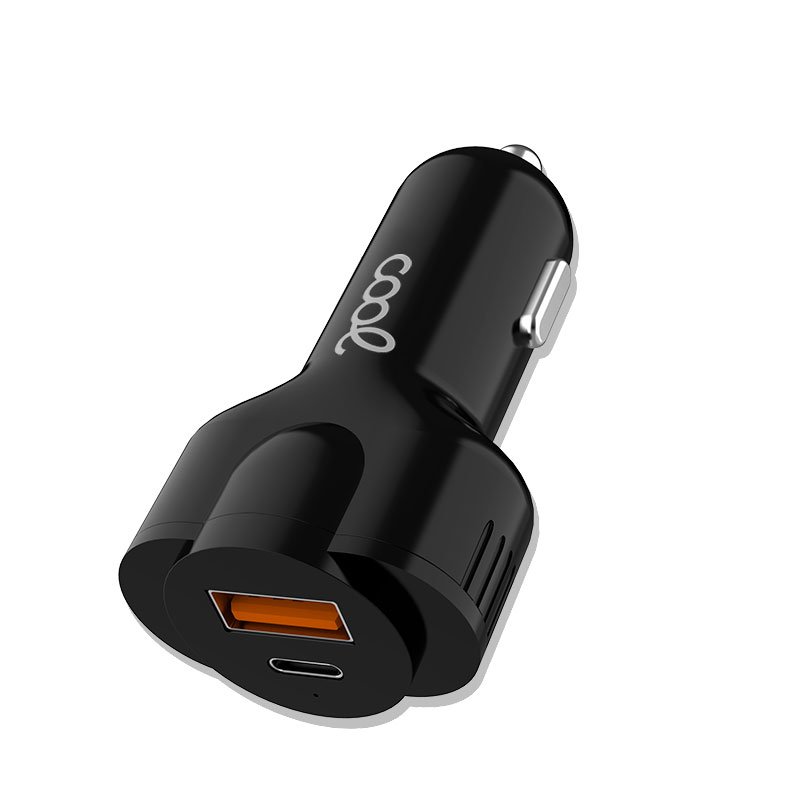 Cool Cargador Coche 2x USB 2.4A Con Cable USB-C Negro