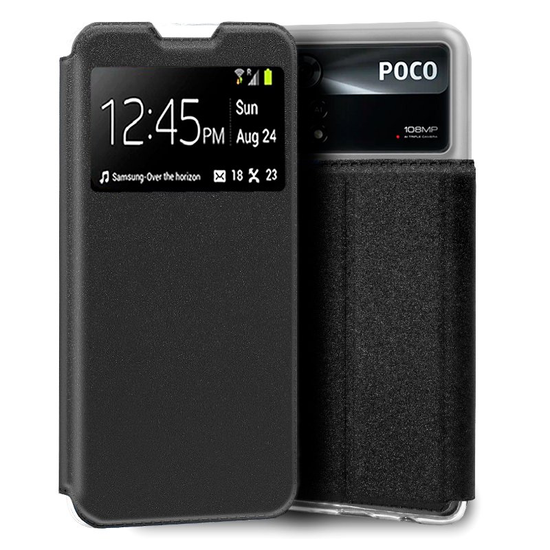 Funda COOL Flip Cover para Xiaomi Poco X4 Pro 5G Liso Negro