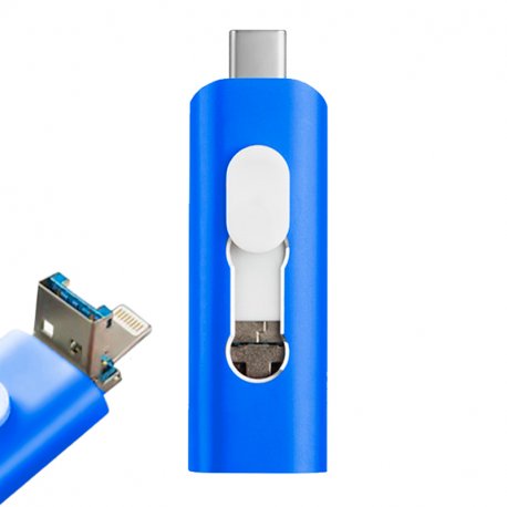 Chiavetta USB x64 GB COOL (3 in 1) Lightning / Type-C / USB Blue