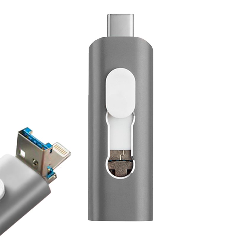 Pen Drive x USB 128 GB COOL (3 en 1) Lightning / Tipo-C / USB Gris