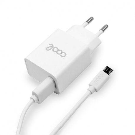 Carregador de rede Conector micro-usb universal 3 Amp (carga rápida) COOL Kit 2 em 1 branco