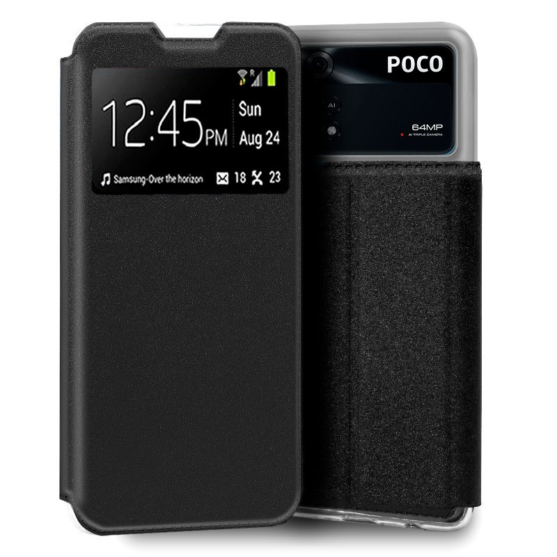 Funda COOL Flip Cover para Xiaomi Poco M4 Pro Liso Negro