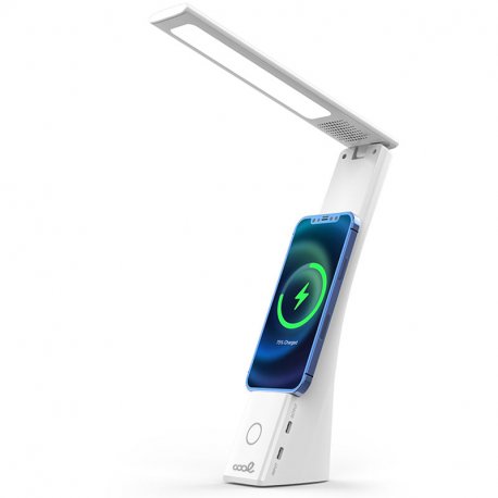 Lampada LED + Base di ricarica wireless Qi COOL Compact bianca