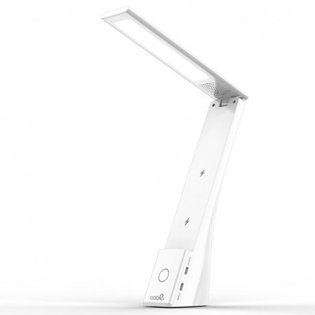 Lampada LED + Base di ricarica wireless Qi COOL Compact bianca