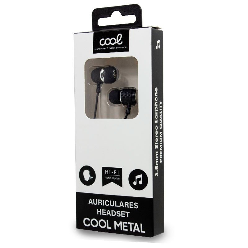 Auriculares 3,5 mm COOL Metalizado Stereo Con Micro Negro