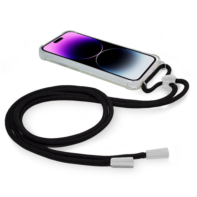 Funda de Silicona con Cuerda compatible para iPhone 14 Pro ( Negro