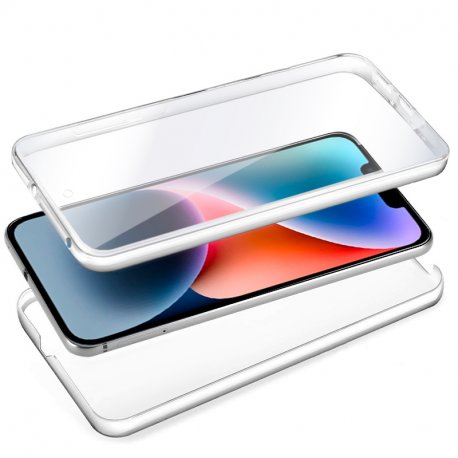 COOL Custodia in silicone 3D per iPhone 14 Plus (anteriore + posteriore trasparente)