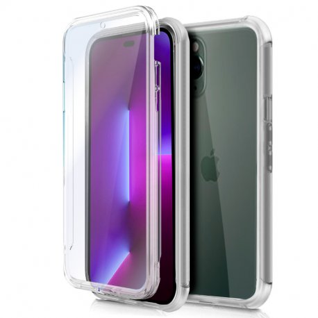 COOL Custodia in silicone 3D per iPhone 14 Pro (anteriore + posteriore trasparente)