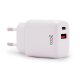 Cargador Red Universal Fast Charger (PD) Dual Tipo-C / USB COOL (20W) Blanco