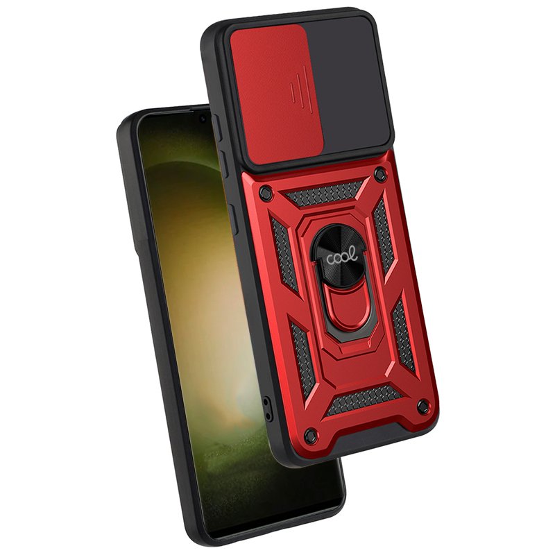 Carcasa Samsung Galaxy S23 Ultra Bimaterial Anillo Soporte Vídeo Rojo
