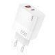 Cargador Red Universal Dual Charger USB + PD Tipo-C + Cable Carga COOL (65W) Blanco