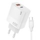 Cargador Red Universal Dual Charger USB + PD Tipo-C + Cable Carga COOL (65W) Blanco