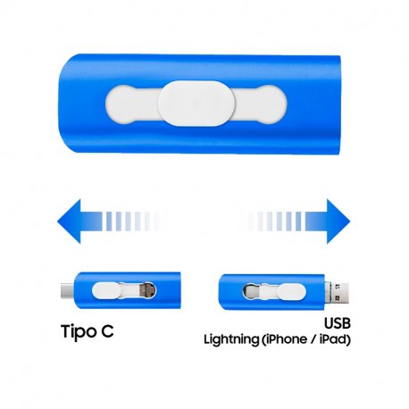 Chiavetta USB x64 GB COOL (3 in 1) Lightning / Type-C / USB Blue