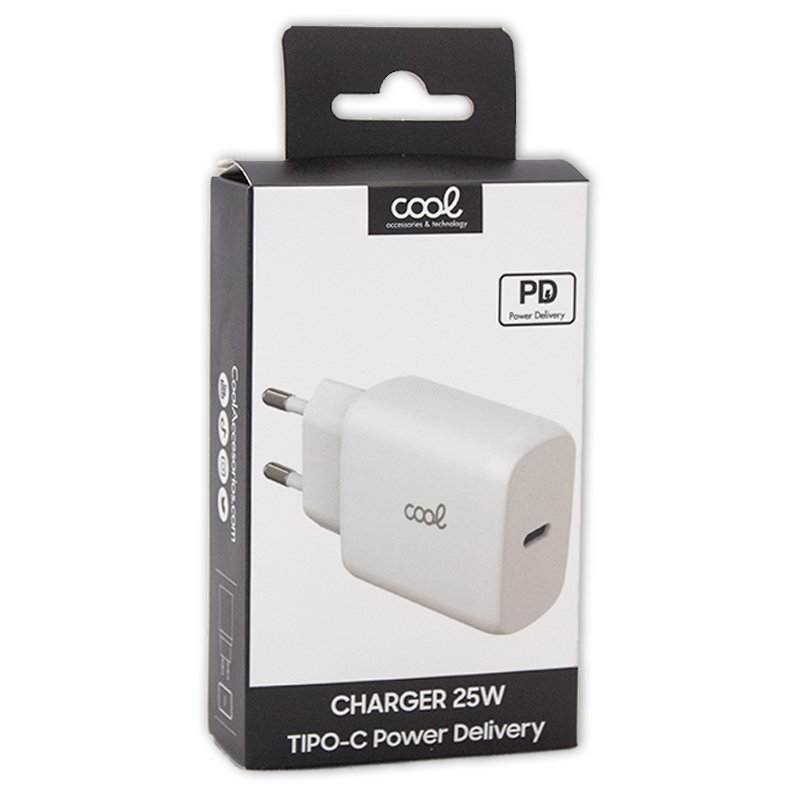 Cargador Red Universal Fast Adapt. (PD) Tipo-C COOL (25W) Blanco - Cool  Accesorios